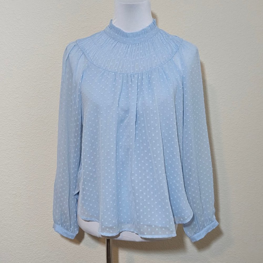 LOFT Swiss Top Ruffle Neck Top